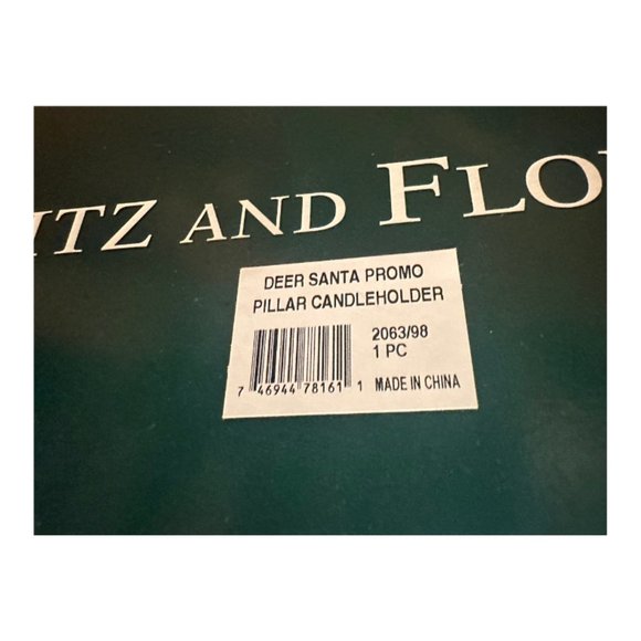 Fitz & Floyd "Deer Santa"  Christmas  Candleholder w Red Pillar Candle NIB - Picture 8 of 8